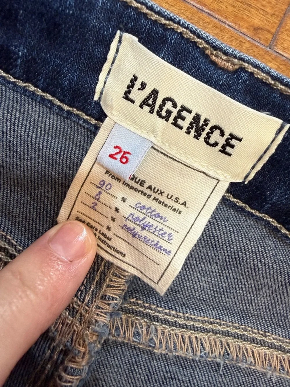 L’AGENCE Ruth High Rise Straight Jeans Raw Hem Dark Wash 26